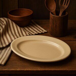Vintage Buffalo China Oval Platter – 12.25" x 9.75" Tan Restaurant Ware Plate –